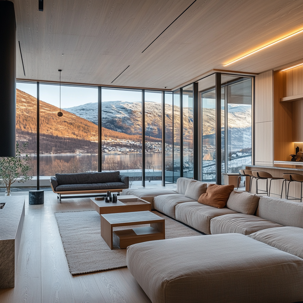 Interiør-render, varm stue