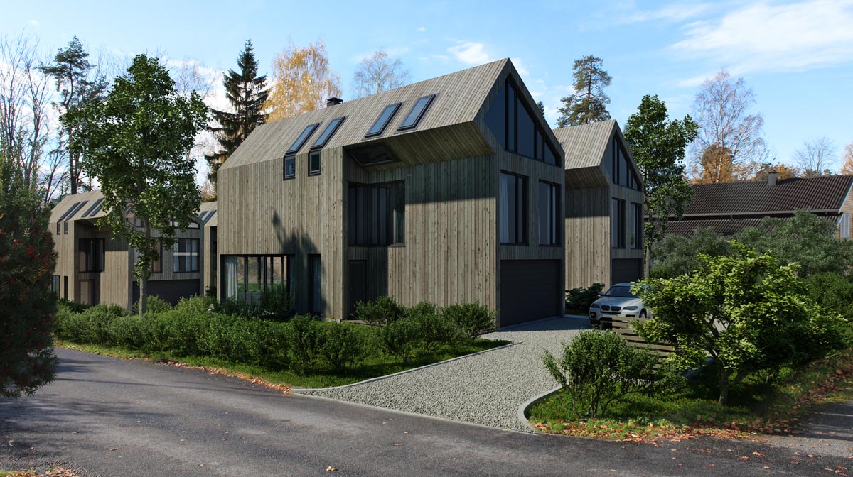 3d visualiseringer av eneboliger i Bjørnslettveien, Oslo.