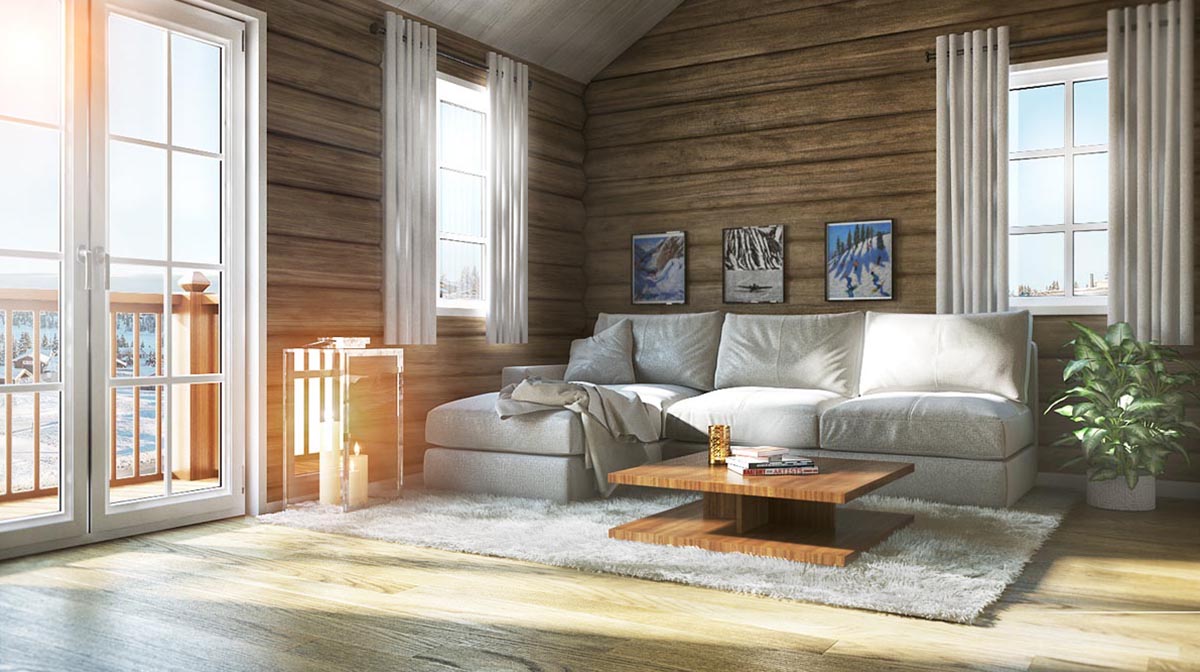 3d visualisering av hytte på Sjusjøen
