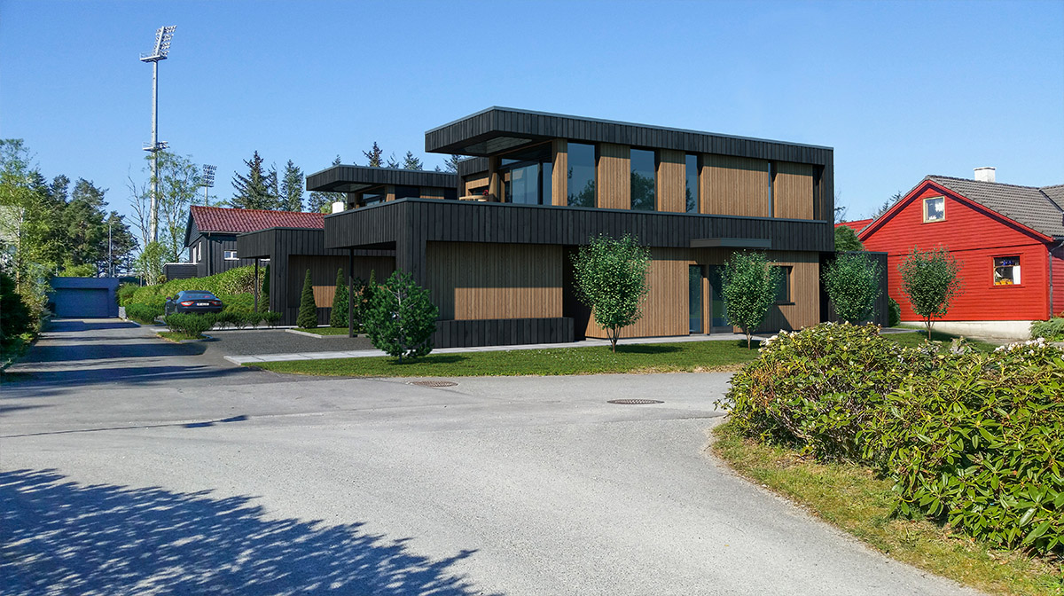 3D visualisering av prosjekt i Fredrik Stangs gate i Sandnes
