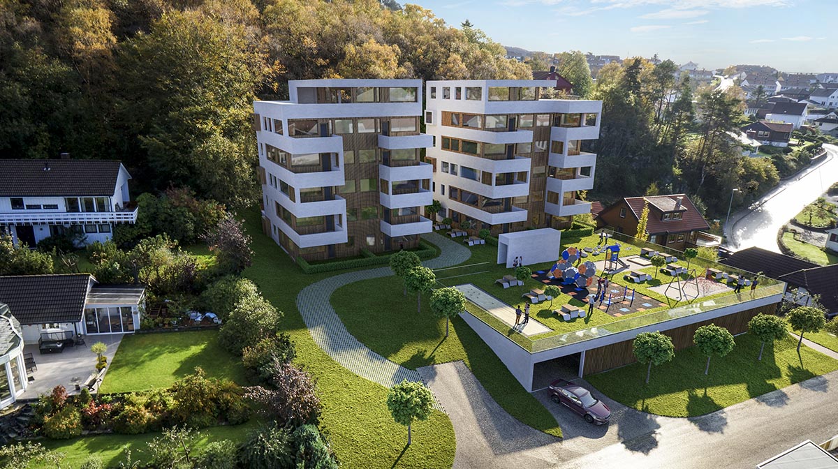 3d visualiseringer av leilighetsbygg i Høgevollveien på Sandnes